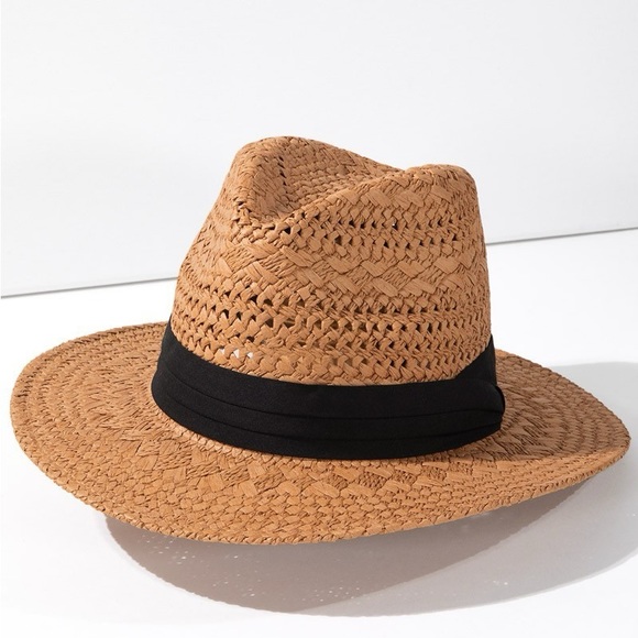 Panama Brown Straw Beach Hat NWT - Picture 5 of 7